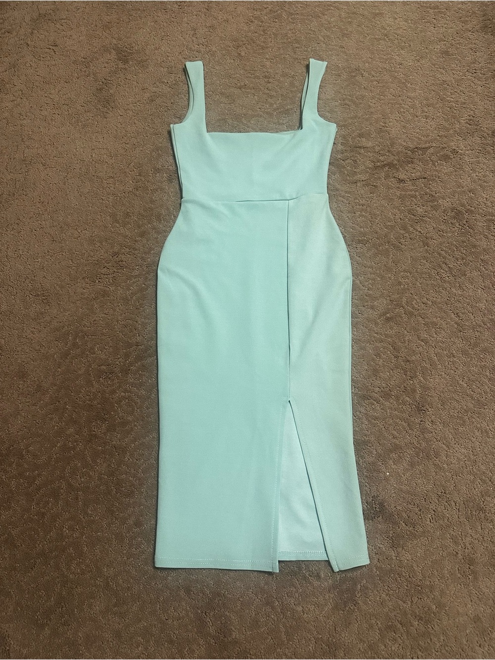 Nasty Gal Mint Square-Neck Midi Dress with Front Slit